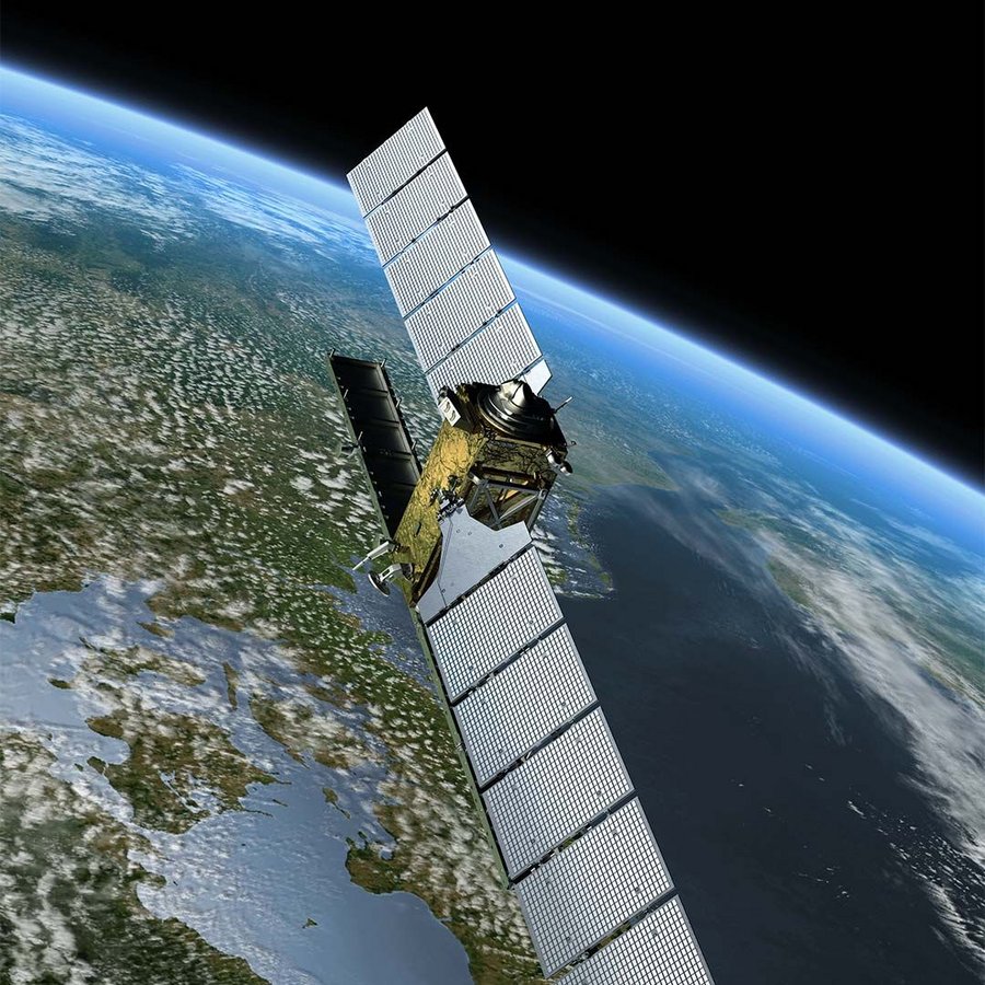 Satellit über Erde.